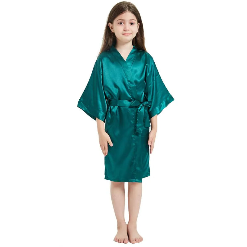 Children's plain rayon satin bathrobe